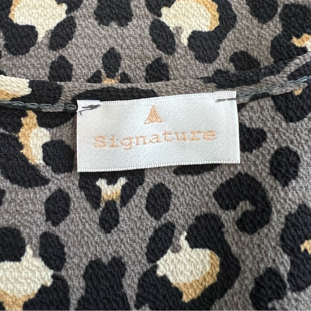 Leopard Print Tunic Blouse Size S Oversized V-Neck Long Sleeve Boho Casual - Picture 8 of 10
